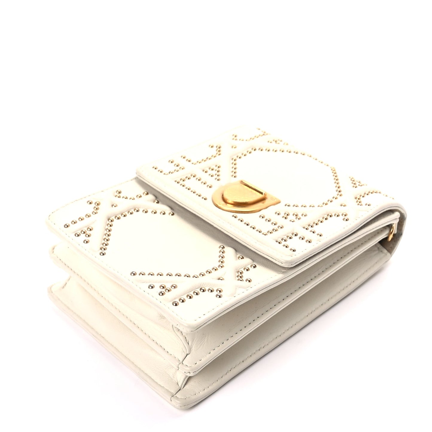 Christian Dior Calfskin Studded Vertical Diorama White
