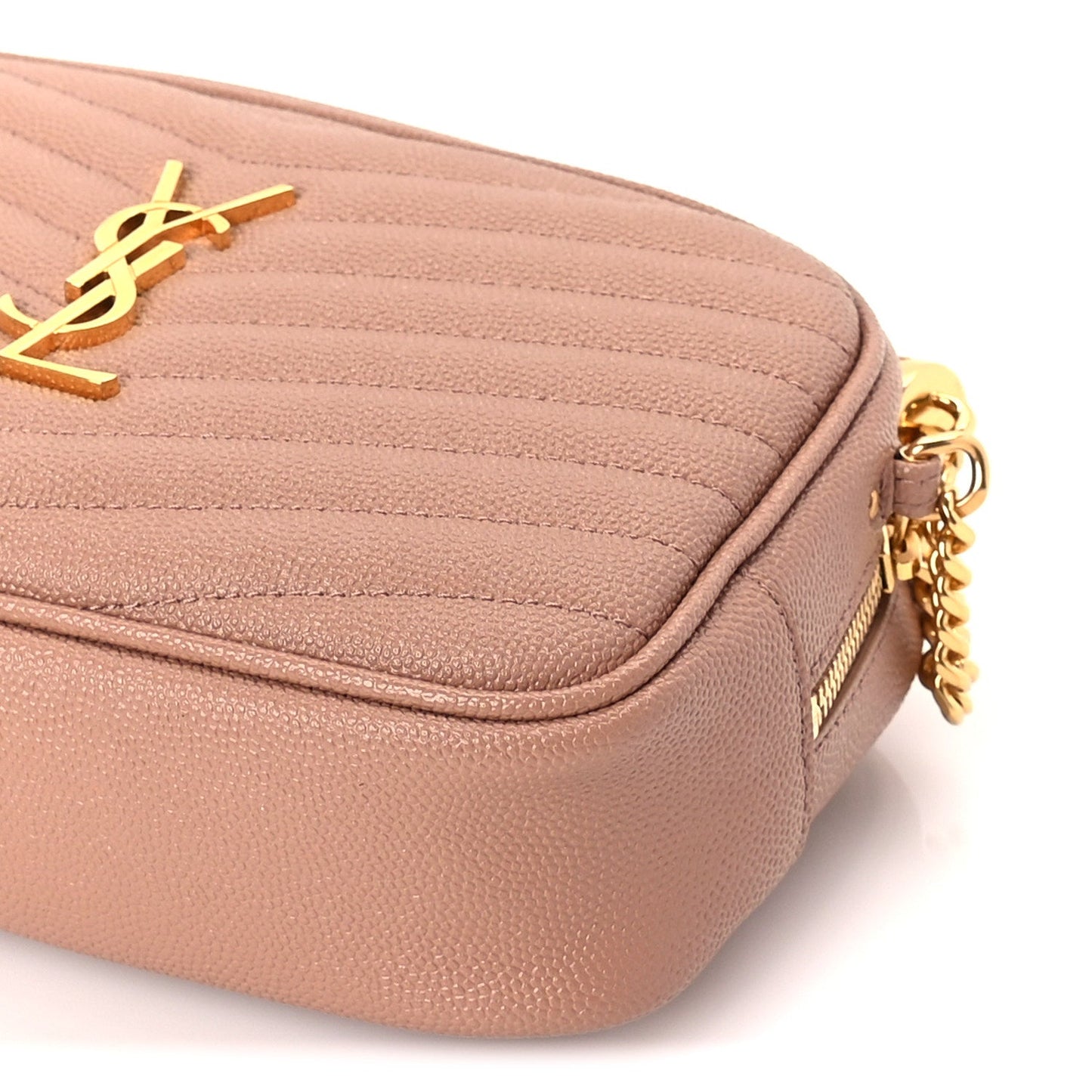 Saint Laurent Grain De Poudre Matelasse Monogram Mini Lou Camera Bag Vintage Peach