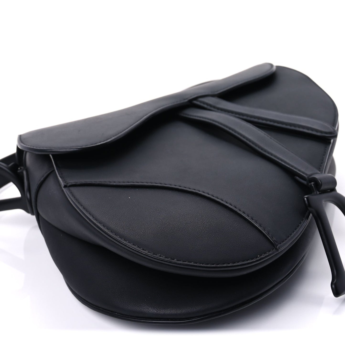 Christian Dior Ultra Matte Calfskin Saddle Bag With Strap Black