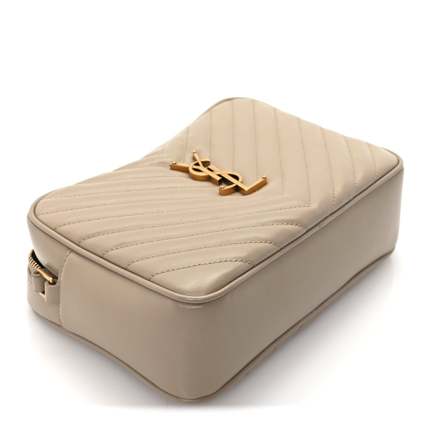 Saint Laurent Calfskin Matelasse Monogram Lou Camera Bag Dark Beige