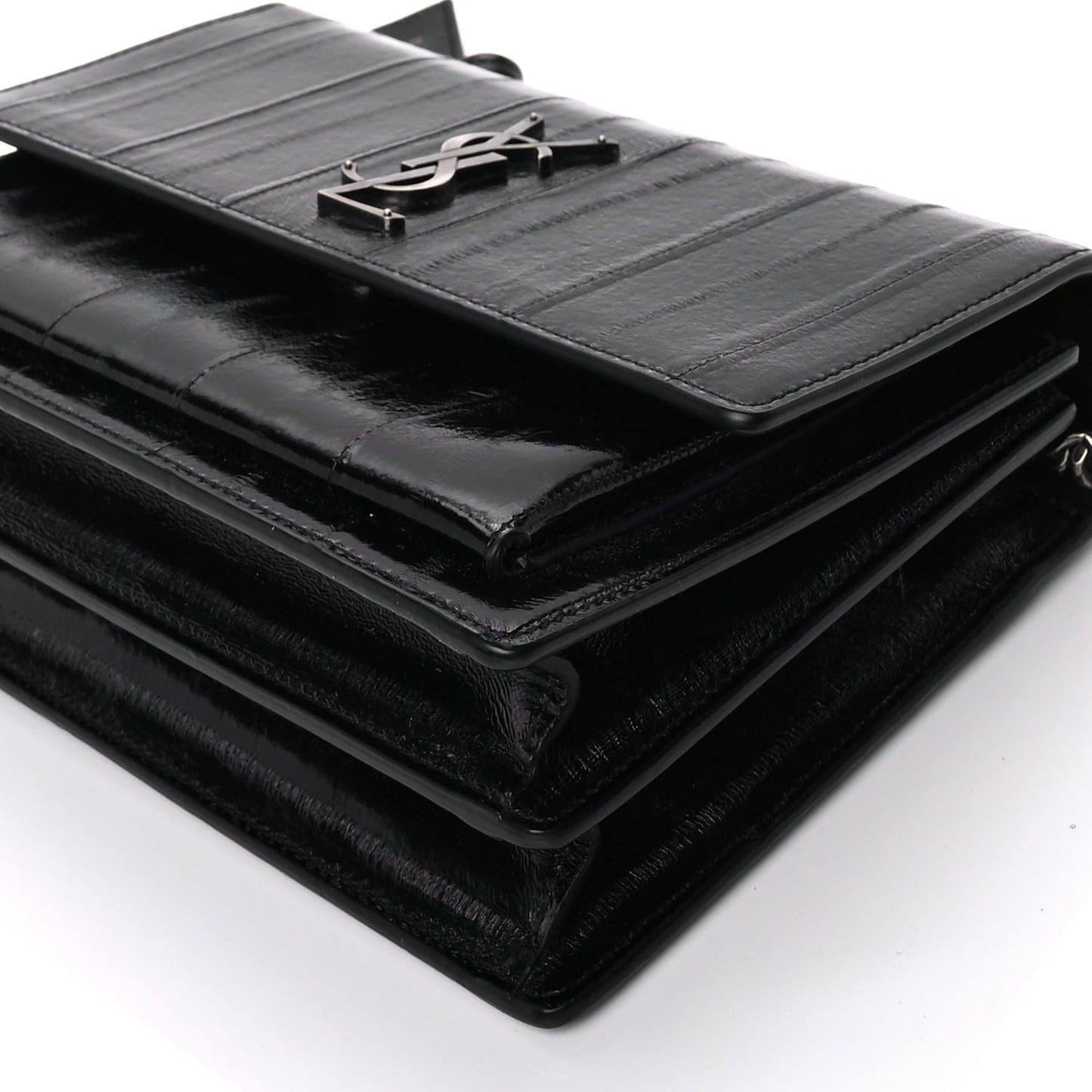 Saint Laurent Glossy Eelskin Medium Monogram Sunset Black