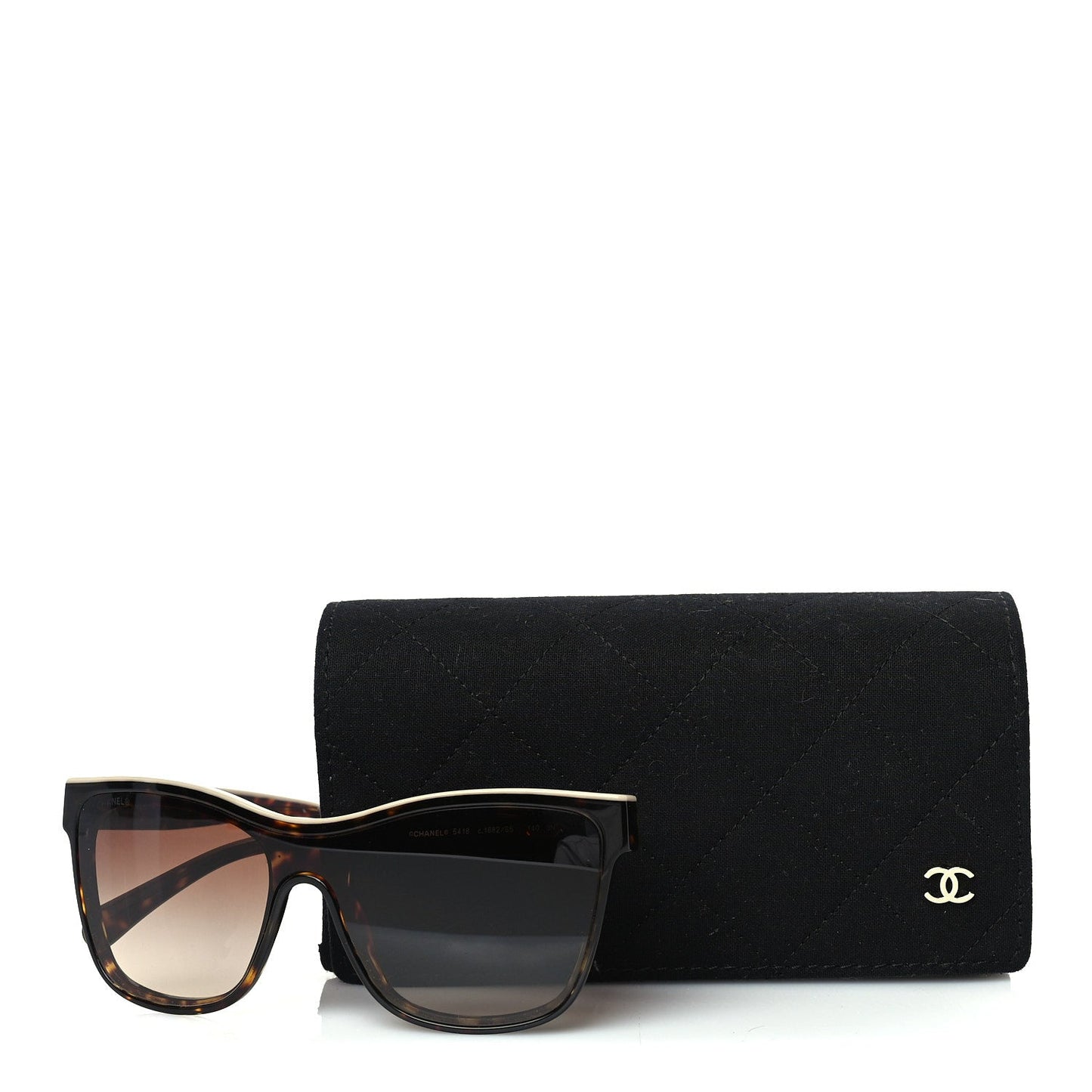Chanel Acetate Logo Shield Sunglasses 5418 Tortoise