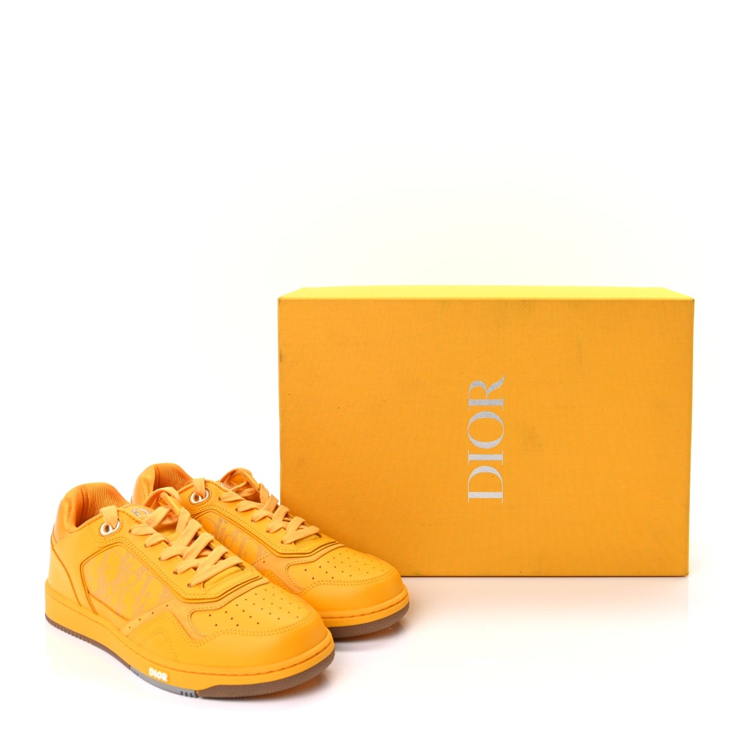 Christian Dior Smooth Calfskin Oblique Galaxy Mens B27 Low Top Sneakers 42 Yellow