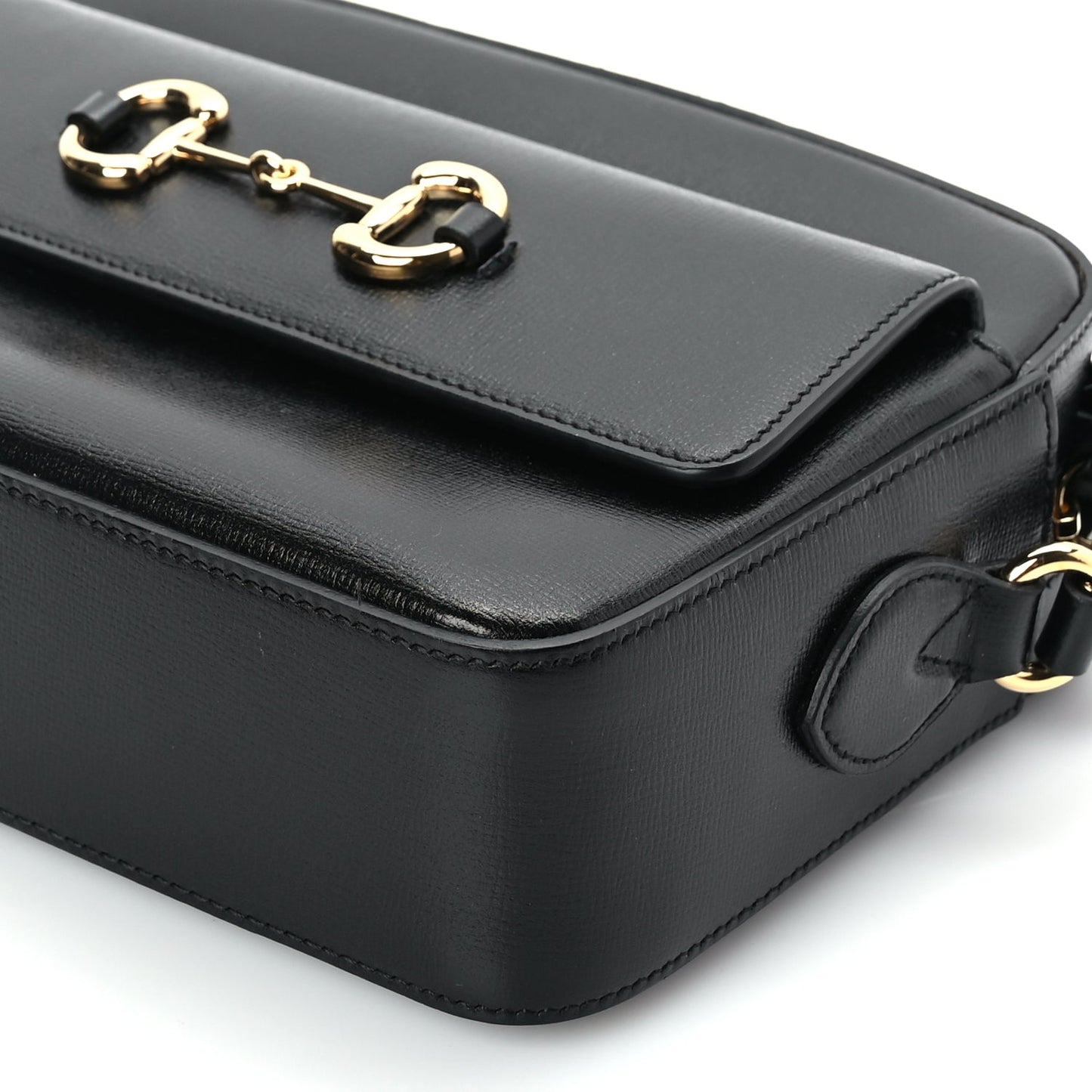 Gucci Textured Calfskin Small Horsebit 1955 Shoulder Bag Black