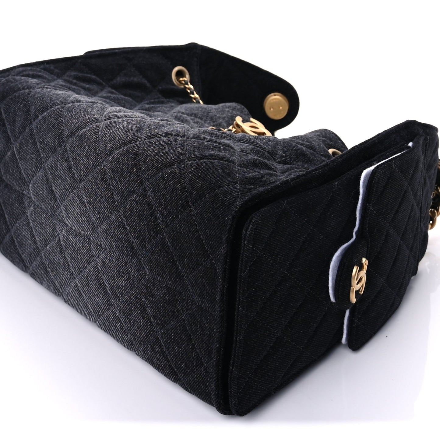 Chanel Washed Denim Quilted Small Chanel 25 Handbag Black