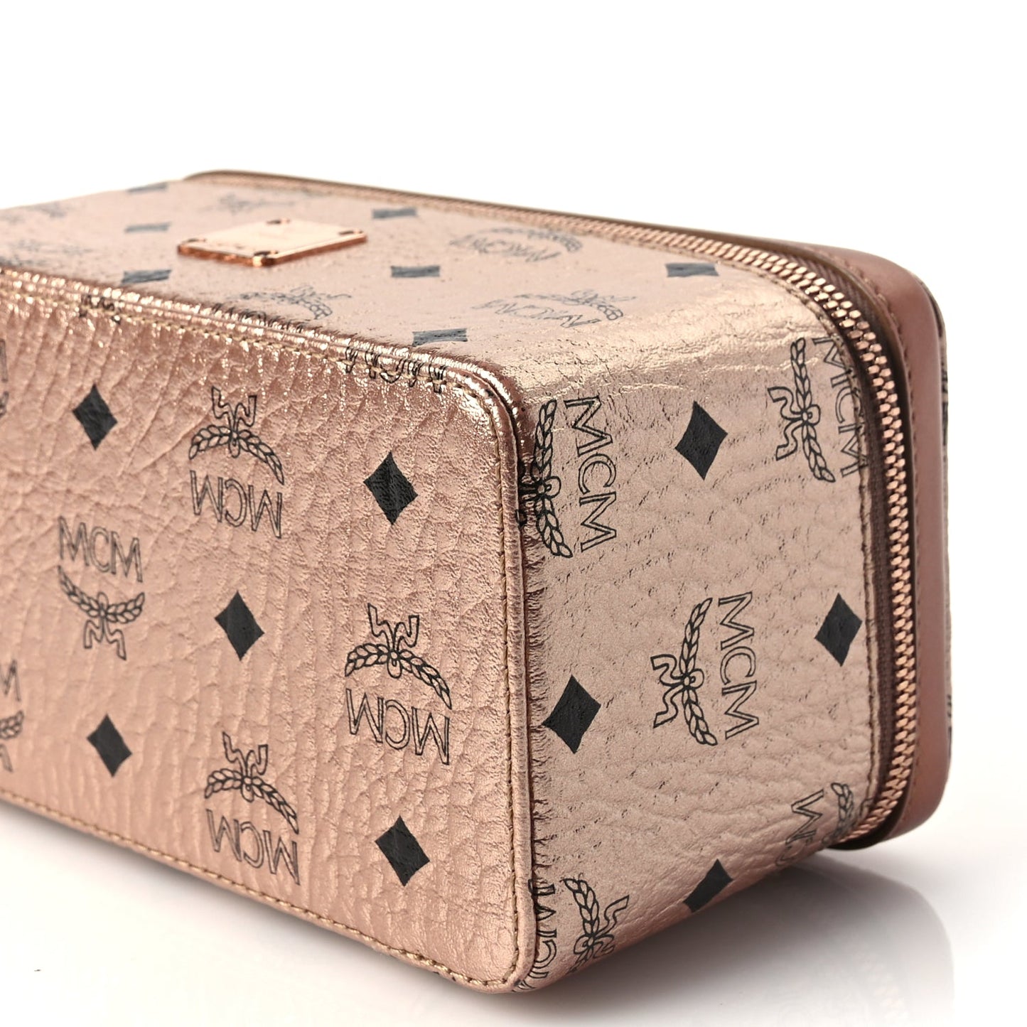 MCM Metallic Visetos Vanity Case Champagne Gold