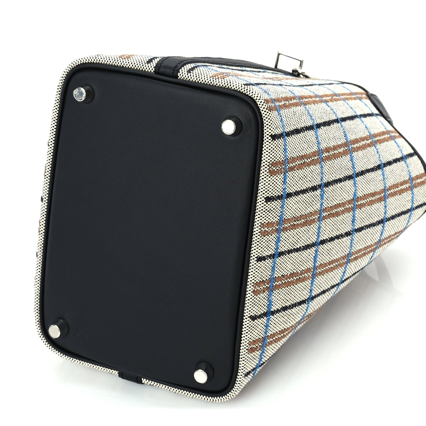 Hermes Swift Toile Borderie H Picotin Lock 18 Noir Ecru Fauve Bleu Zanzibar