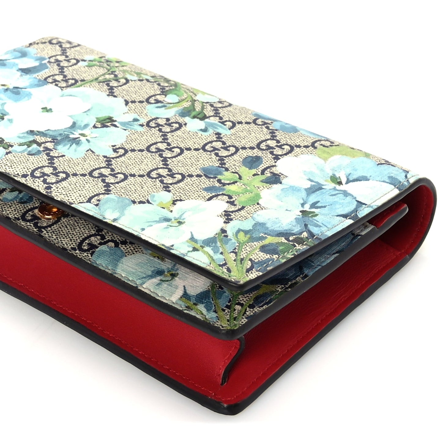 Gucci GG Supreme Monogram Blooms Chain Wallet Blue