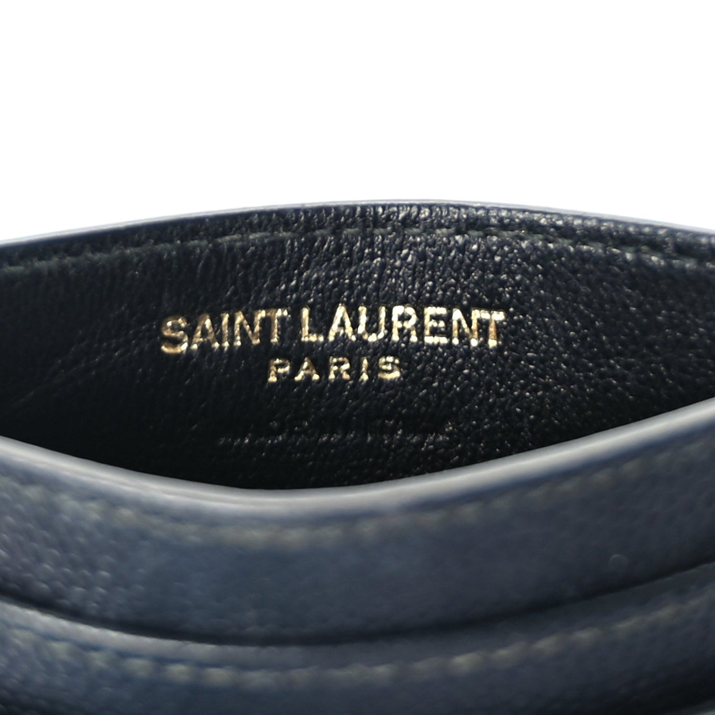 Saint Laurent Grain De Poudre Matelasse Chevron Monogram Credit Card Case Black