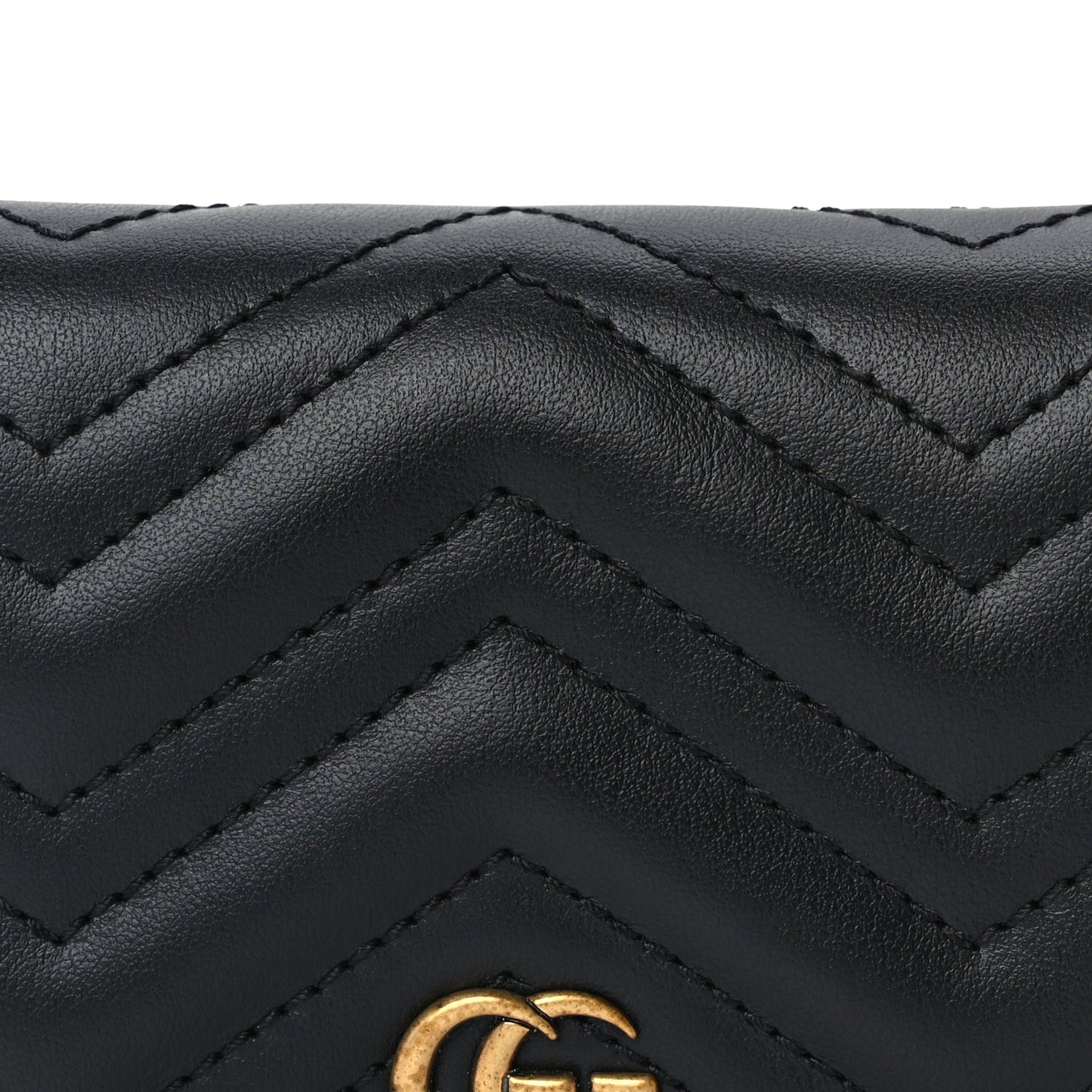 Gucci Calfskin Matelasse GG Marmont Card Case Wallet Black