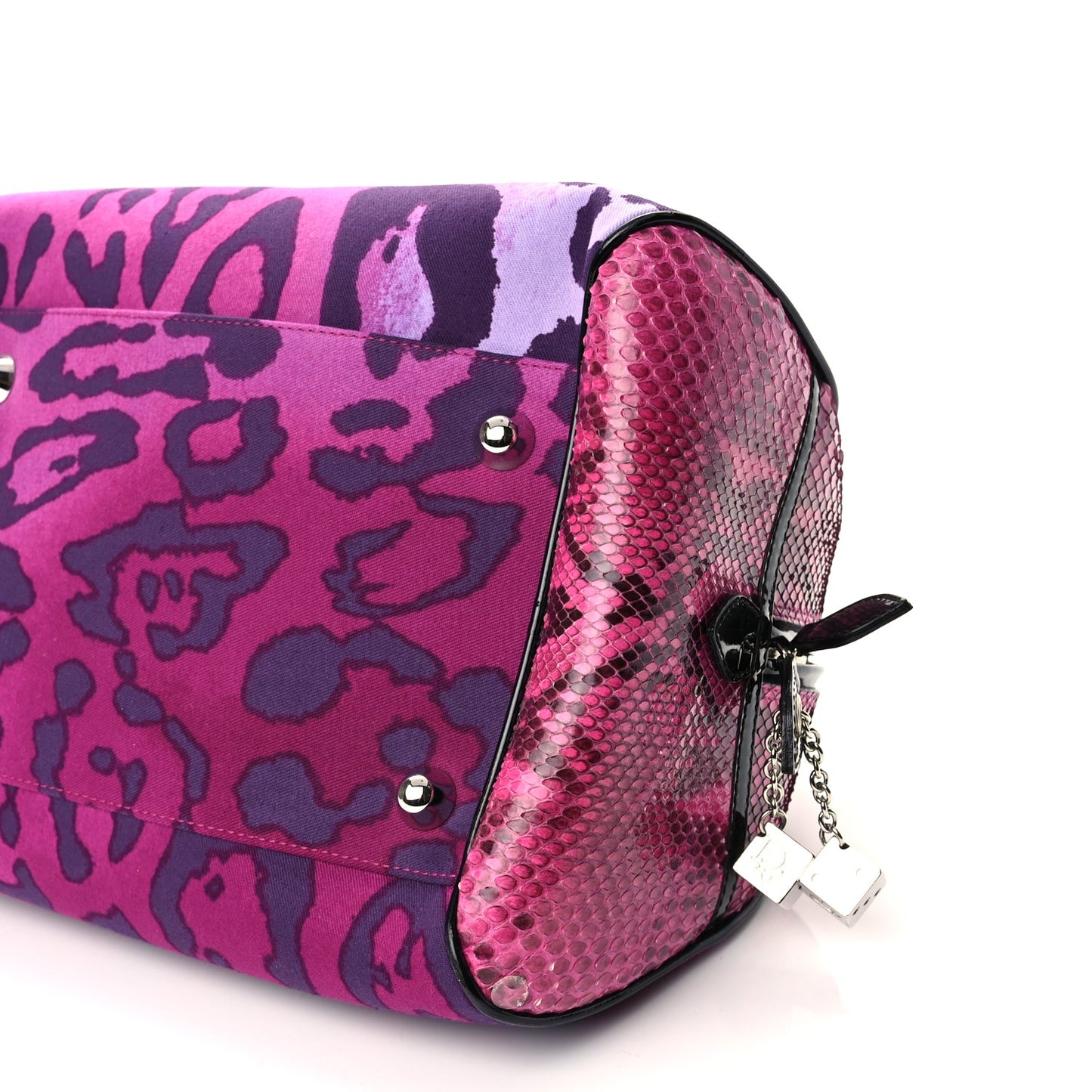 Christian Dior Snakeskin Leopard Gambler Dice Bowler Pink