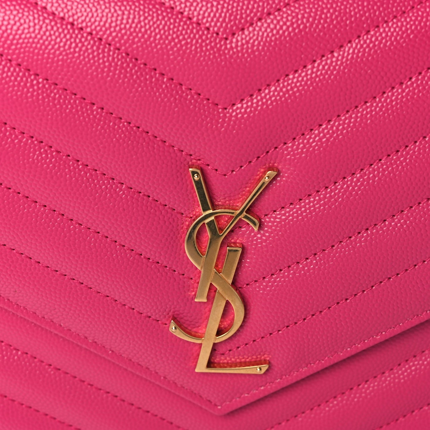 Saint Laurent Grain De Poudre Matelasse Chevron Monogram Envelope Clutch Fuchsia Fuchsia