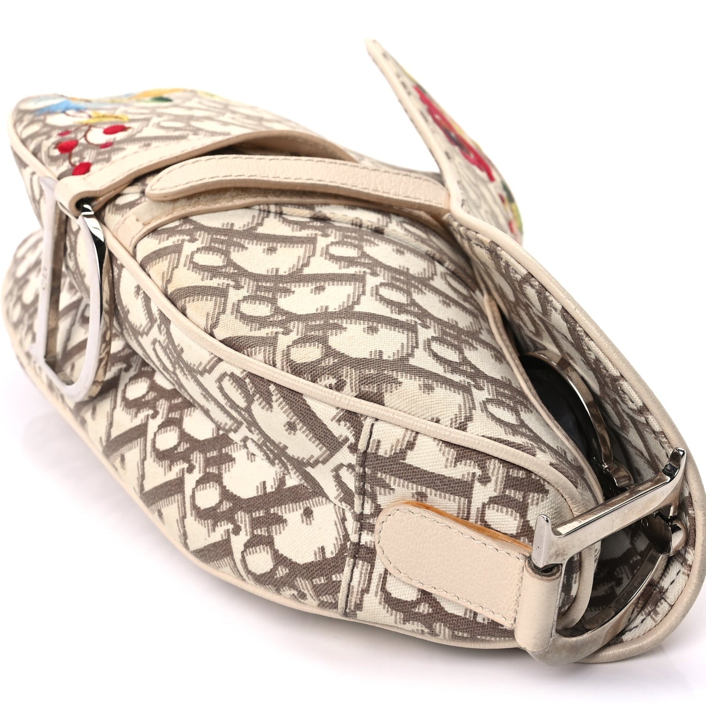 Christian Dior Monogram Vintage Flowers Saddle Bag Beige