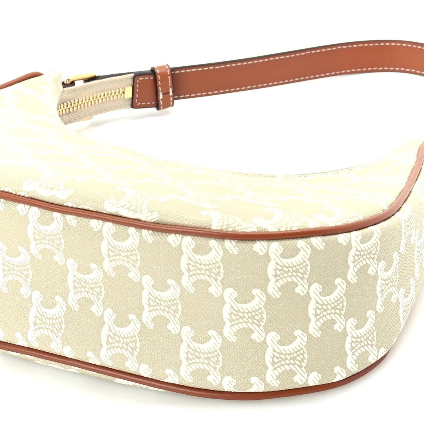 Celine Canvas Calfskin Ava Triomphe Shoulder Bag Grege