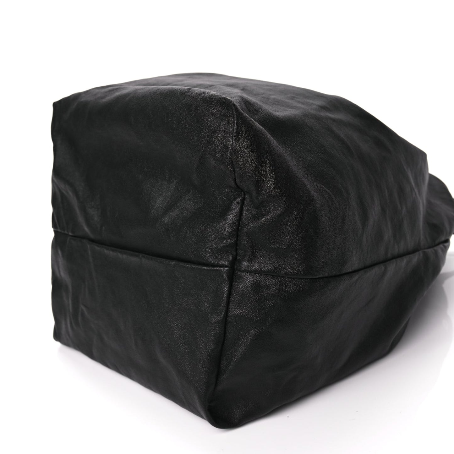 Saint Laurent Smooth Calfskin Teddy Drawstring Bag Black