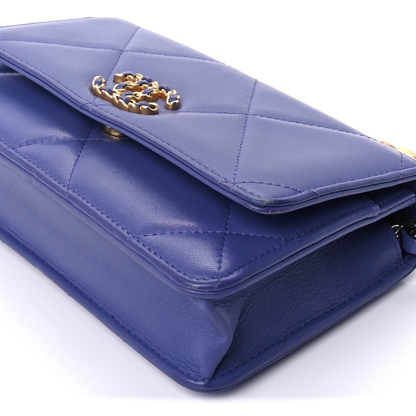 Chanel Lambskin Quilted Chanel 19 Wallet On Chain WOC Purple