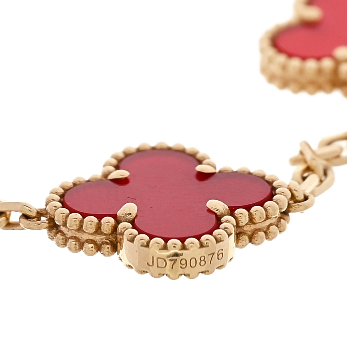 Van Cleef & Arpels 18K Yellow Gold Carnelian 5 Motifs Vintage Alhambra Bracelet