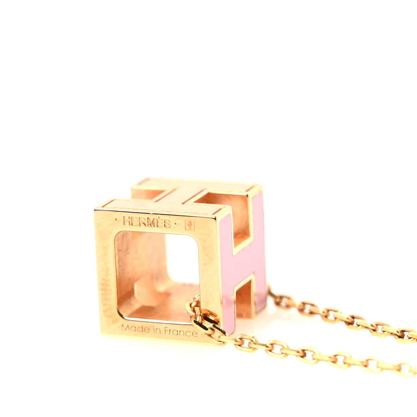 Hermes Gold Lacquered Cage d' Pendant Necklace