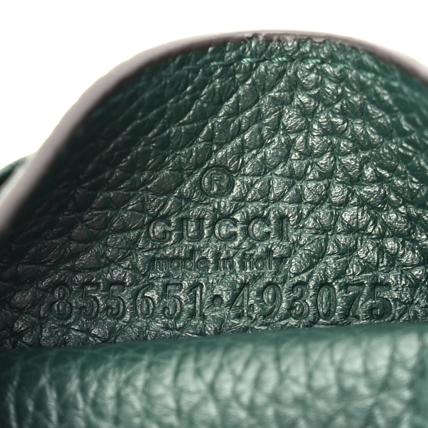 Gucci Grainy Calfskin Half Horsebit Card Case Vintage Green