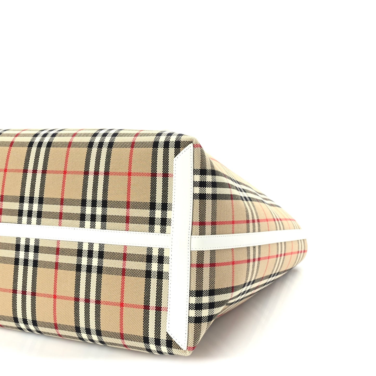 Burberry Cotton Vintage Check Medium London Tote Bag Briar Brown White