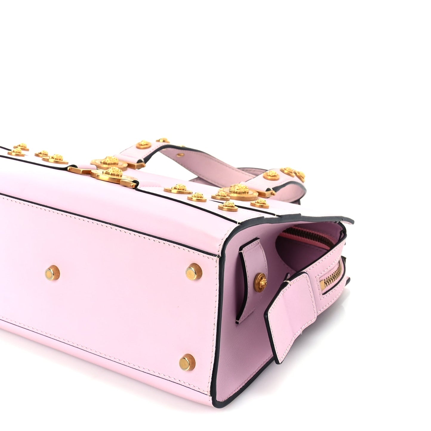 Versace Calfskin Medusa Stud Tribute Tote Pink