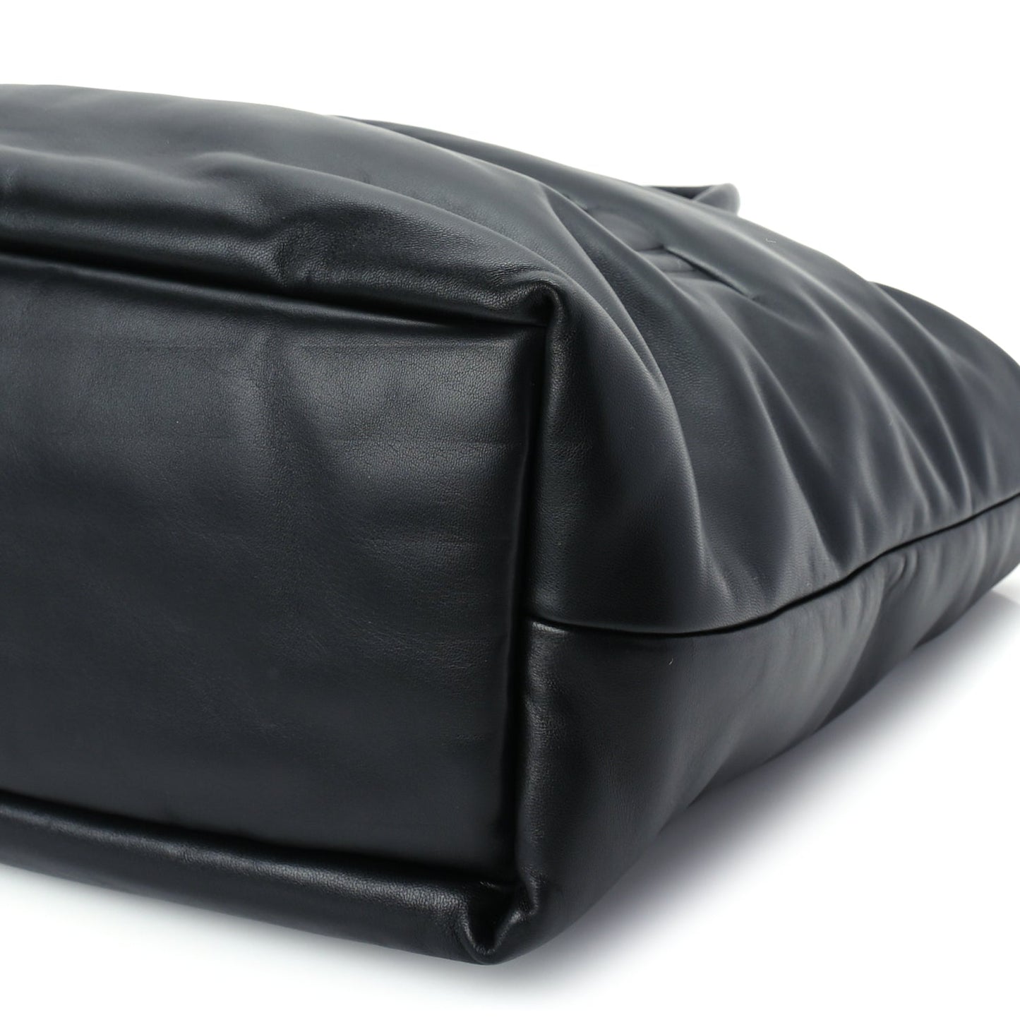 Saint Laurent Lambskin Wide Puffer Tote Black