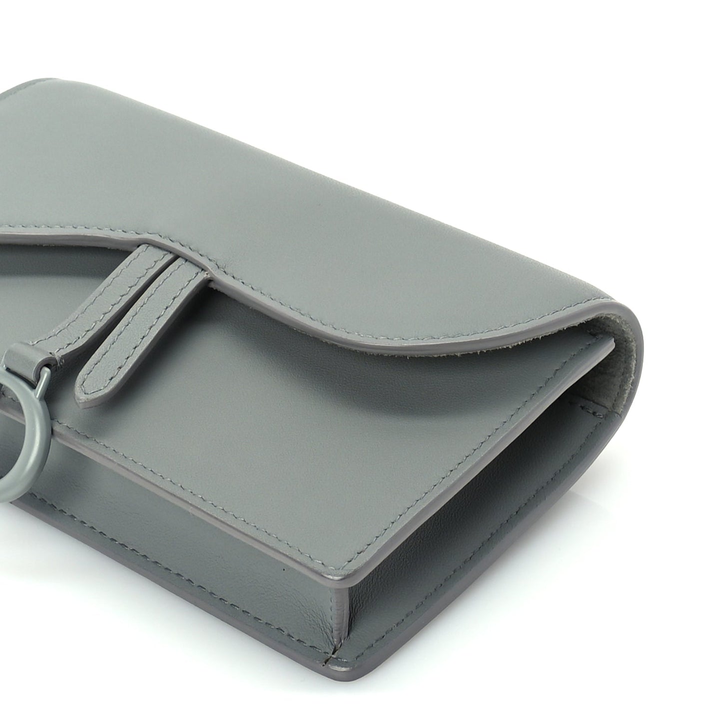 Christian Dior Ultra Matte Calfskin Saddle Belt Clutch Grey Stone