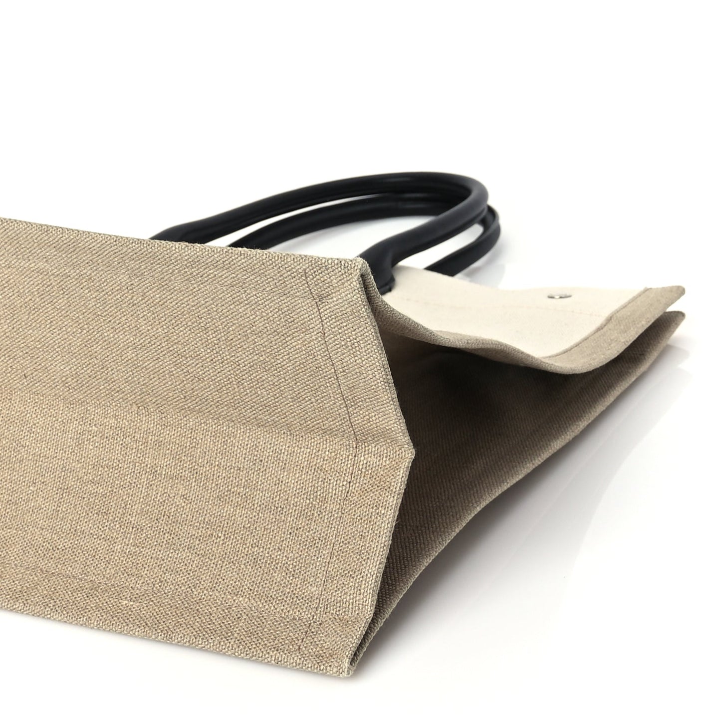 Saint Laurent Linen Calfskin Rive Gauche Tote Optic White