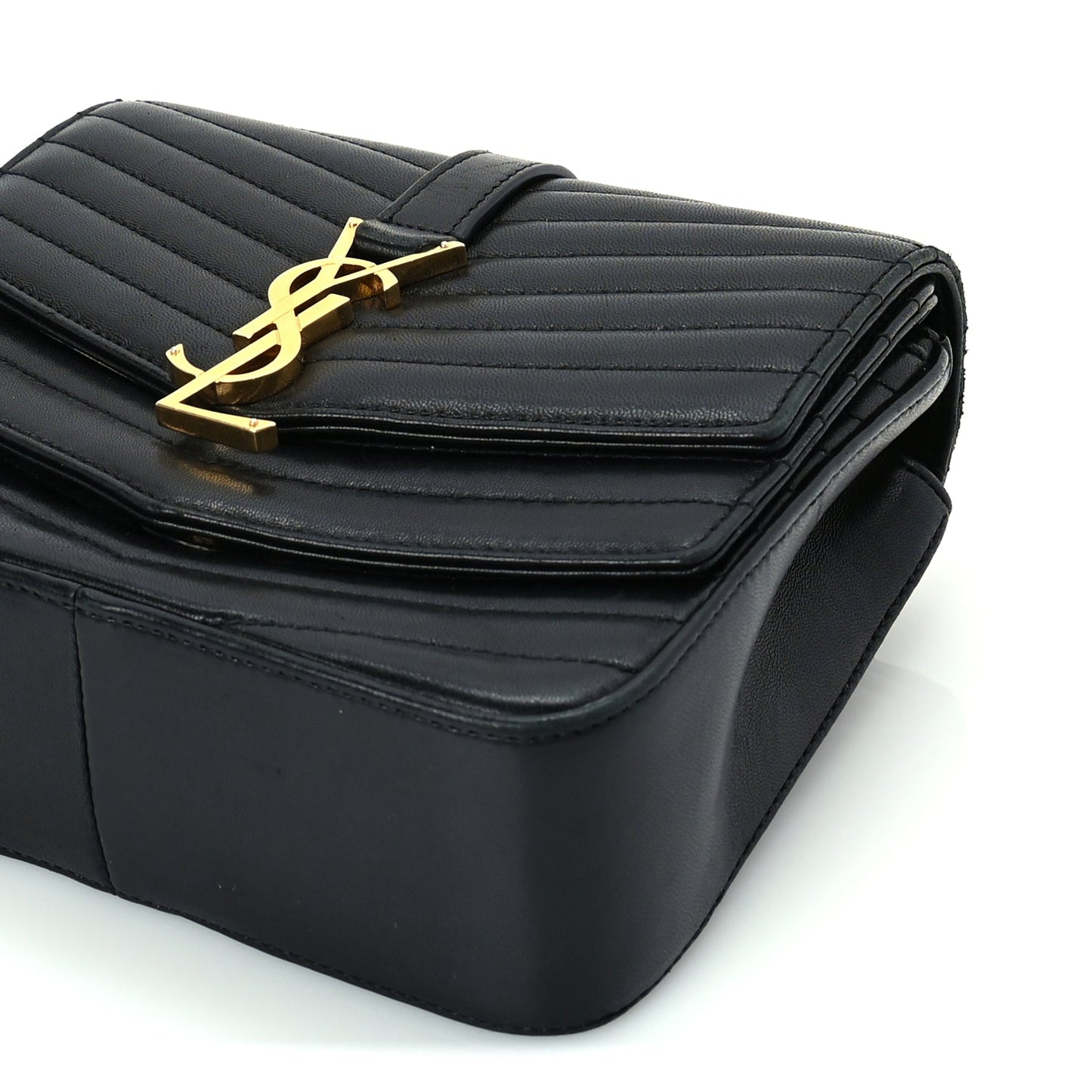 Saint Laurent Lambskin Matelasse Chevron Monogram Small Sulpice Bag Black
