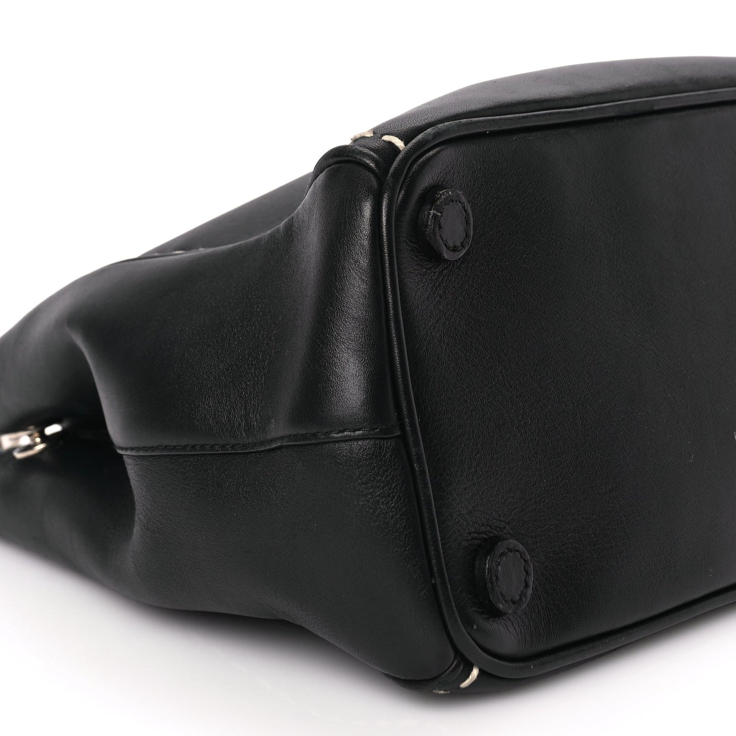 Prada City Calf Small Hand Stitched Galleria Double Zip Tote Black White