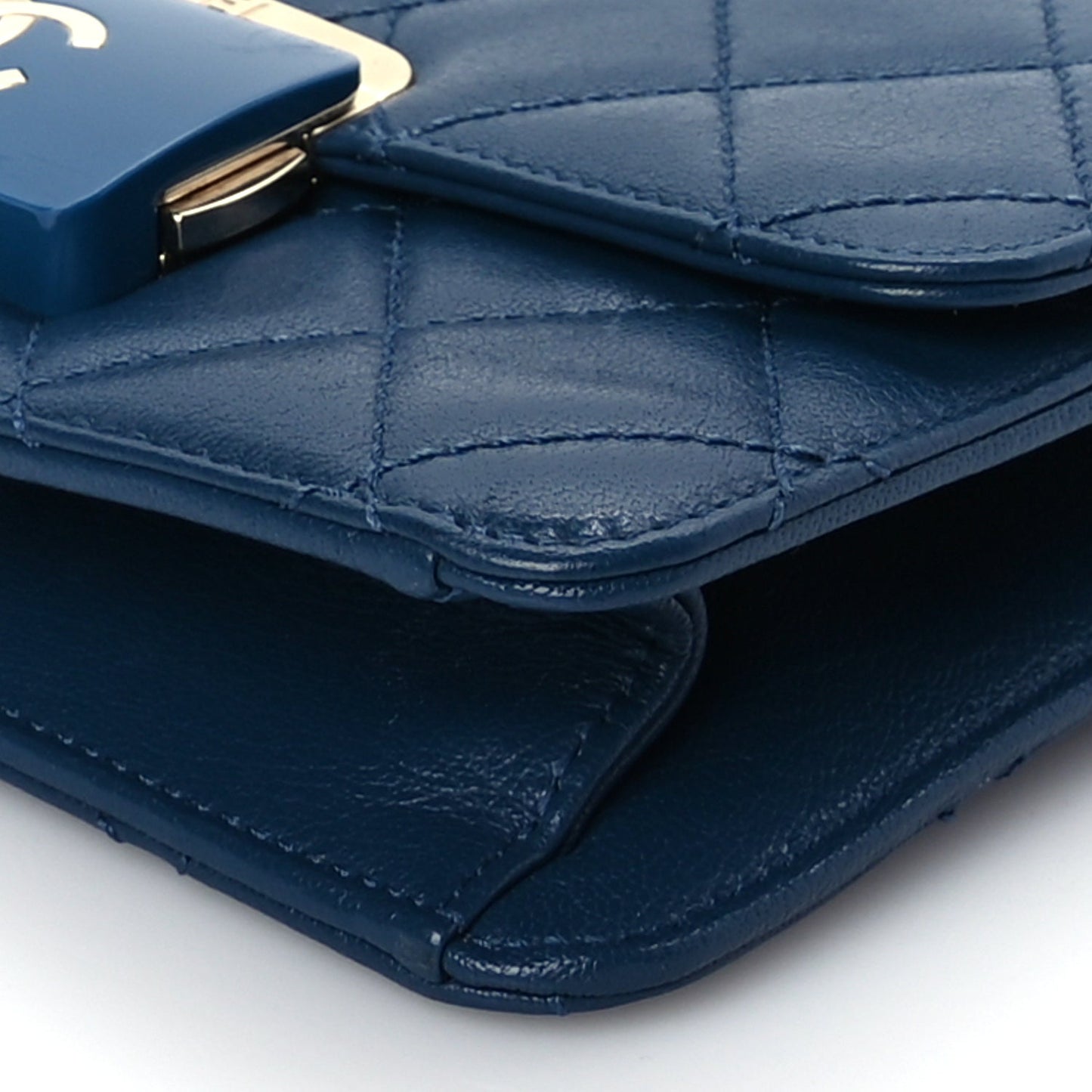 Chanel Sheepskin Quilted Mini Vintage Beauty Lock Flap Blue