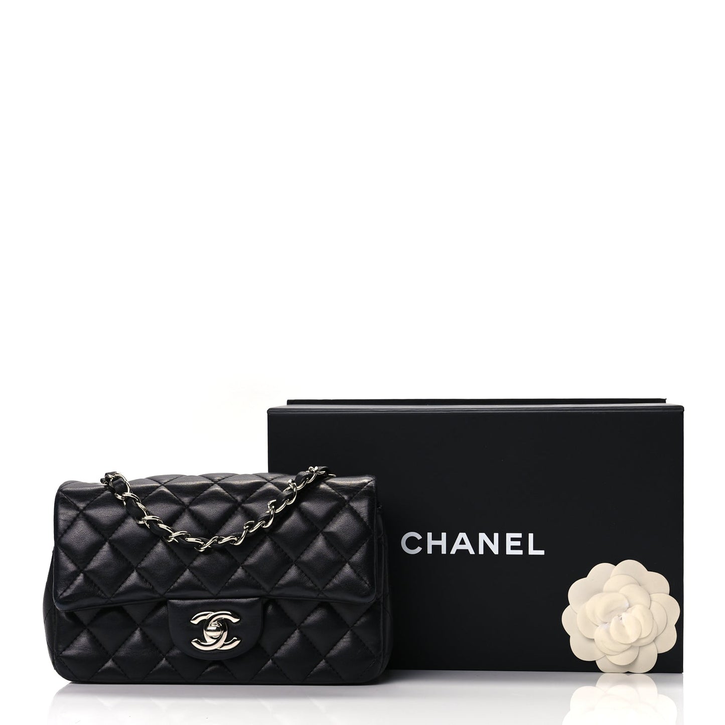 Chanel Lambskin Quilted Mini Rectangular Flap Black