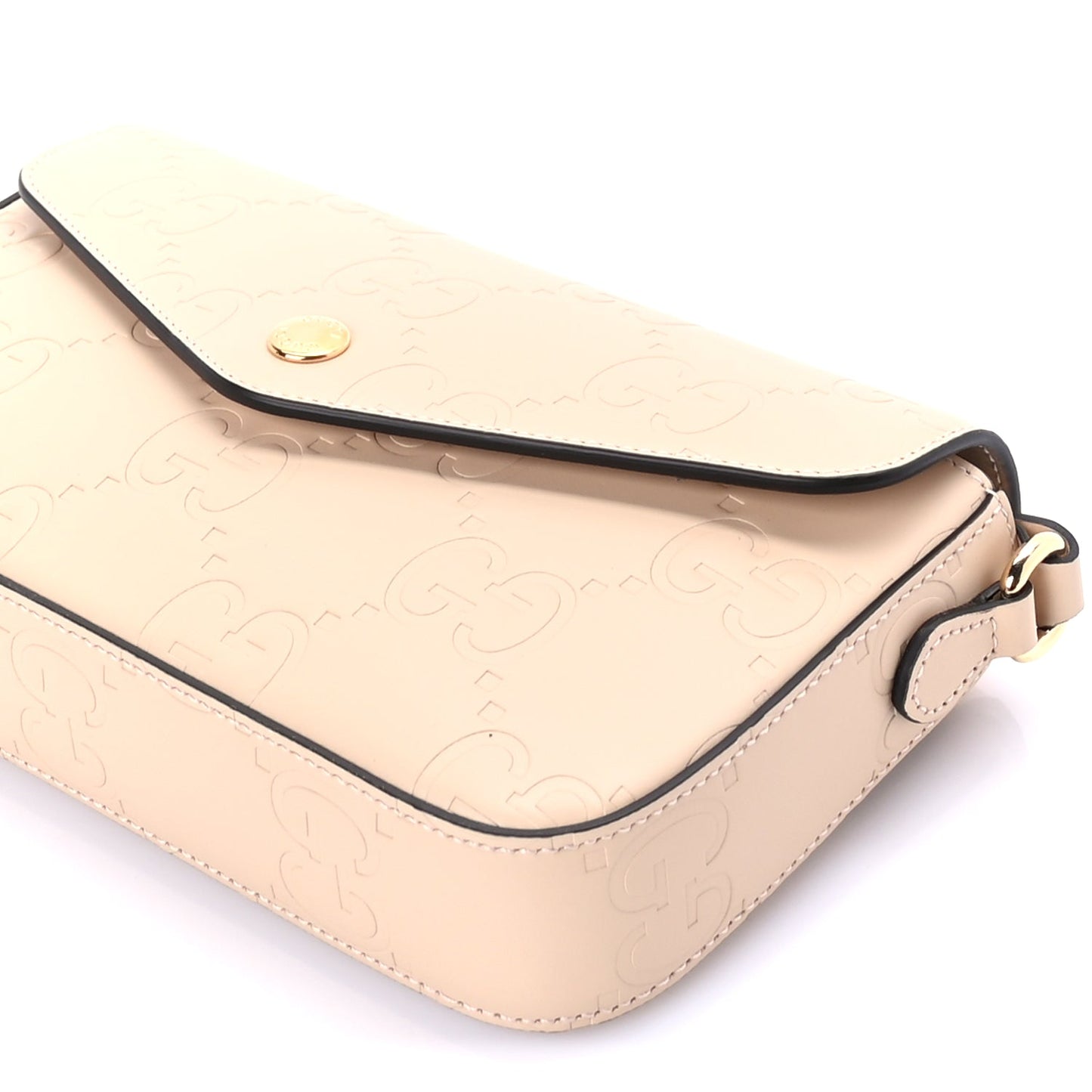Gucci Calfskin GG Super Mini Shoulder Bag Beige