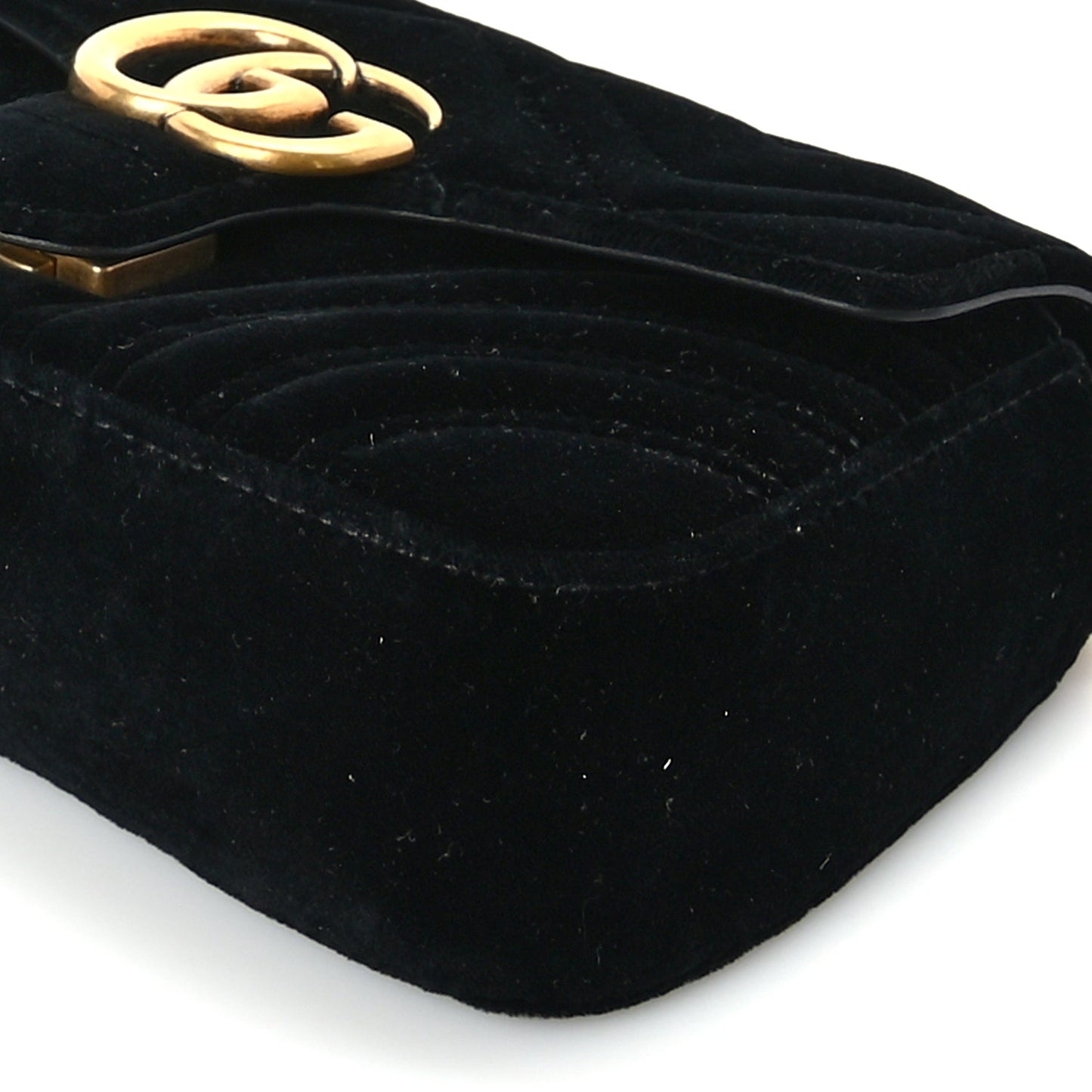 Gucci Velvet Matelasse Mini GG Marmont Shoulder Bag Black