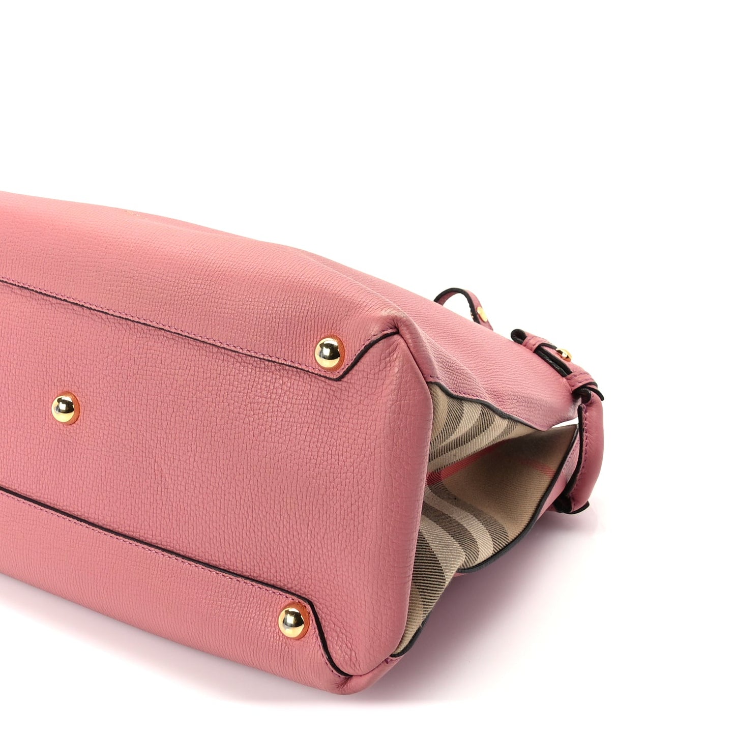 Burberry Grainy Calfskin House Check Medium Banner Tote Mauve Pink