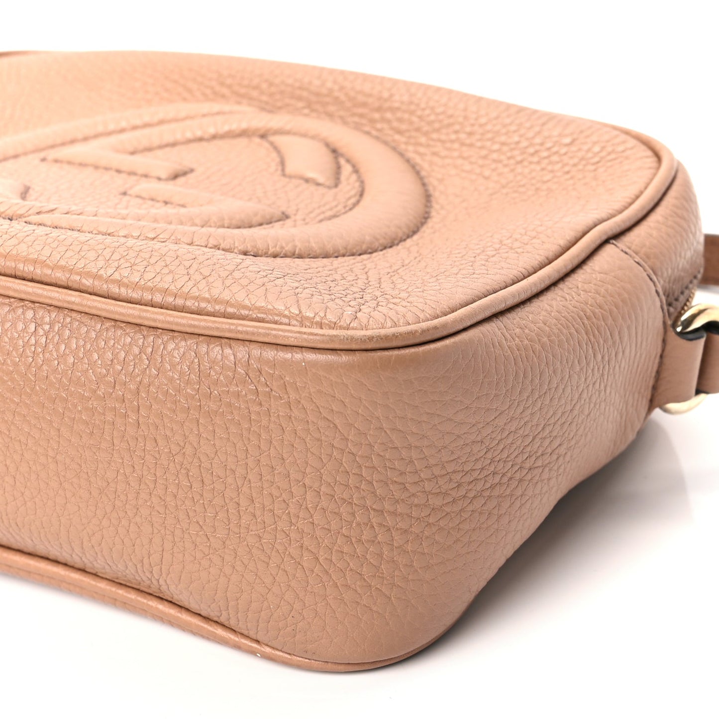 Gucci Pebbled Calfskin Small Soho Disco Bag Camelia