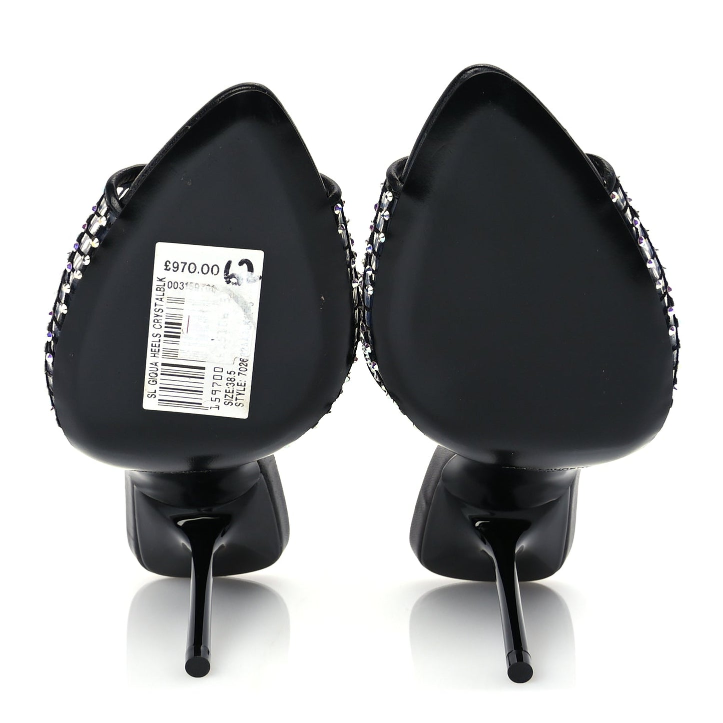 Saint Laurent Mesh Strass Giqua 95 Mule Sandals 38.5 Black