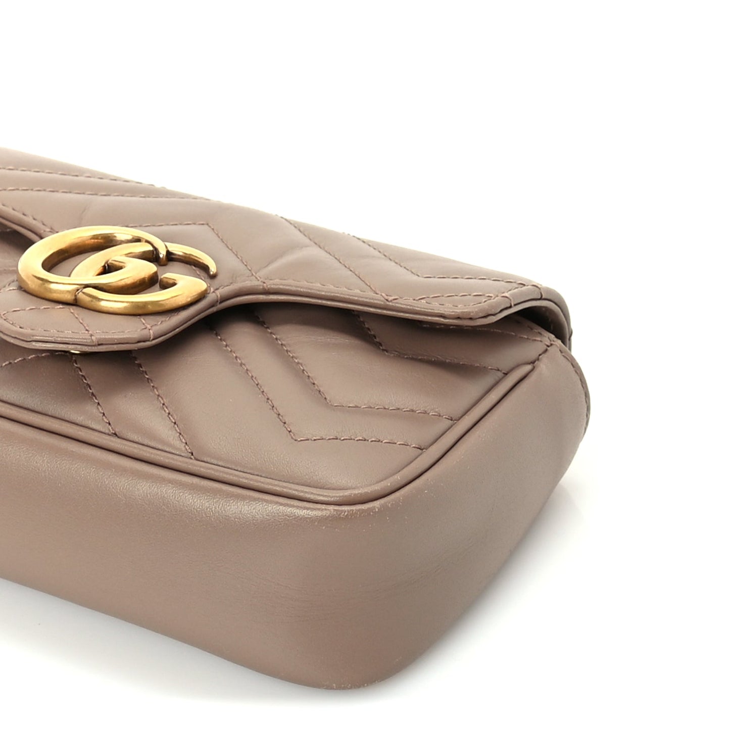 Gucci Calfskin Matelasse Super Mini GG Marmont Shoulder Bag Porcelain Rose
