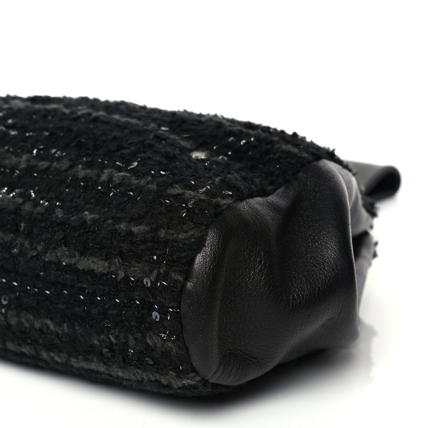 Chanel Tweed Lambskin Plexiglass CC Wristlet Black