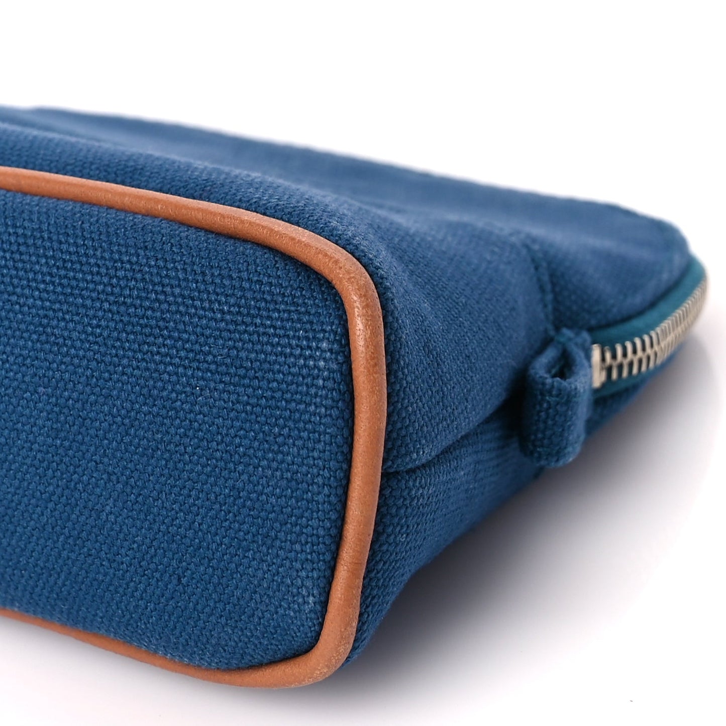 Hermes Cotton Canvas Mini Mini Bolide Travel Cosmetic Pouch Bleu De Prusse