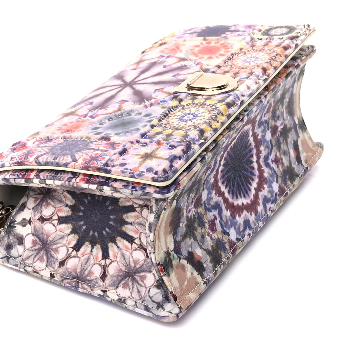 Christian Dior Calfskin Printed Small KaleiDiorscopic Diorama Flap Bag Latte Multicolor