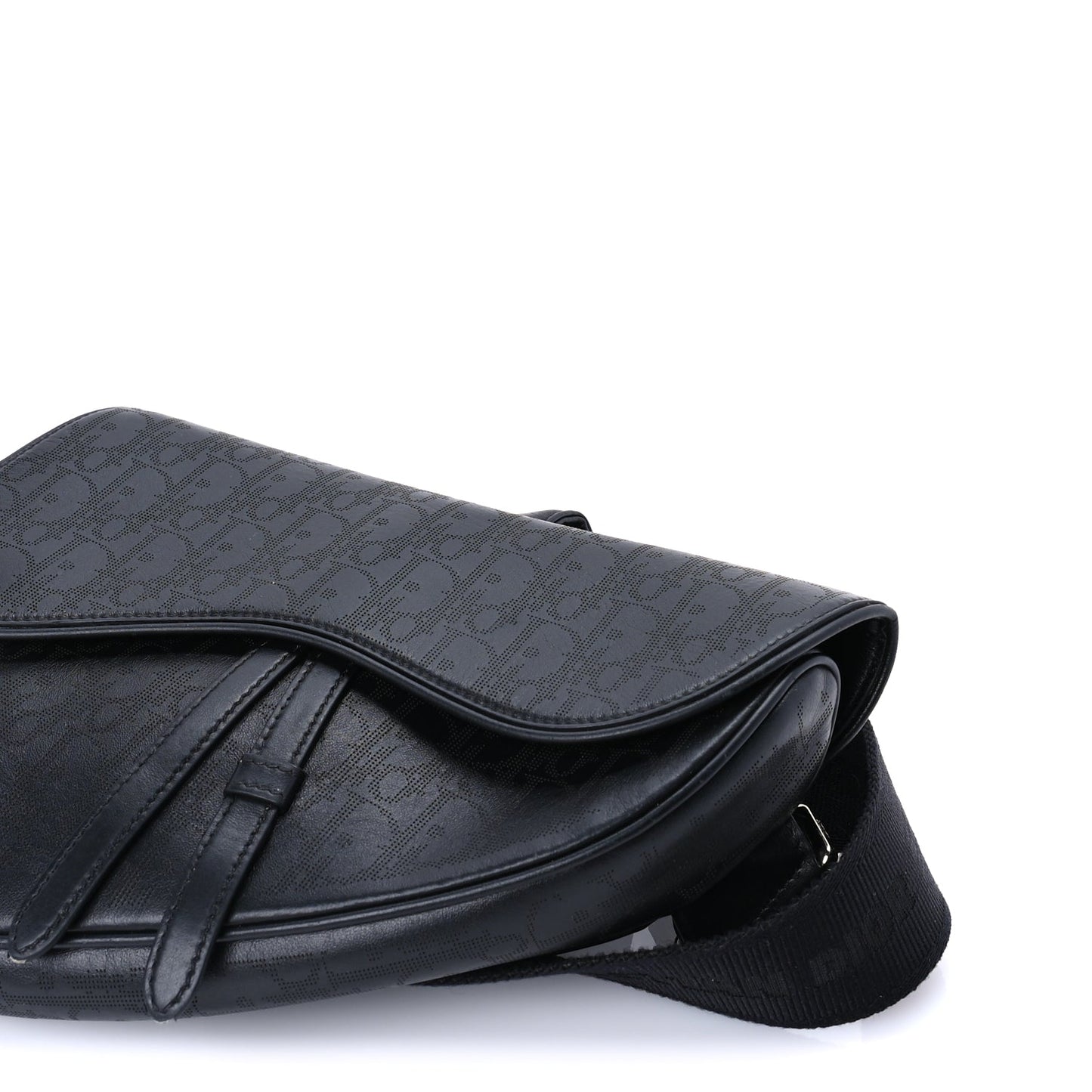 Christian Dior Calfskin Perforated Oblique Galaxy Mens Saddle Bag Black