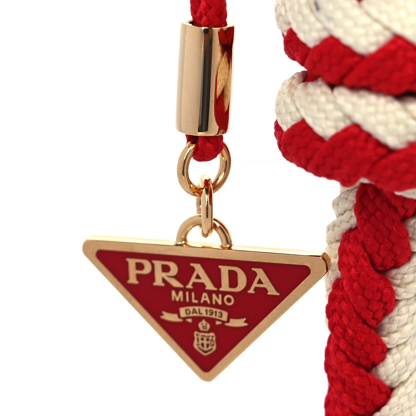 Prada Cotton Crochet Cord Bag Pendant Rosso Giallo