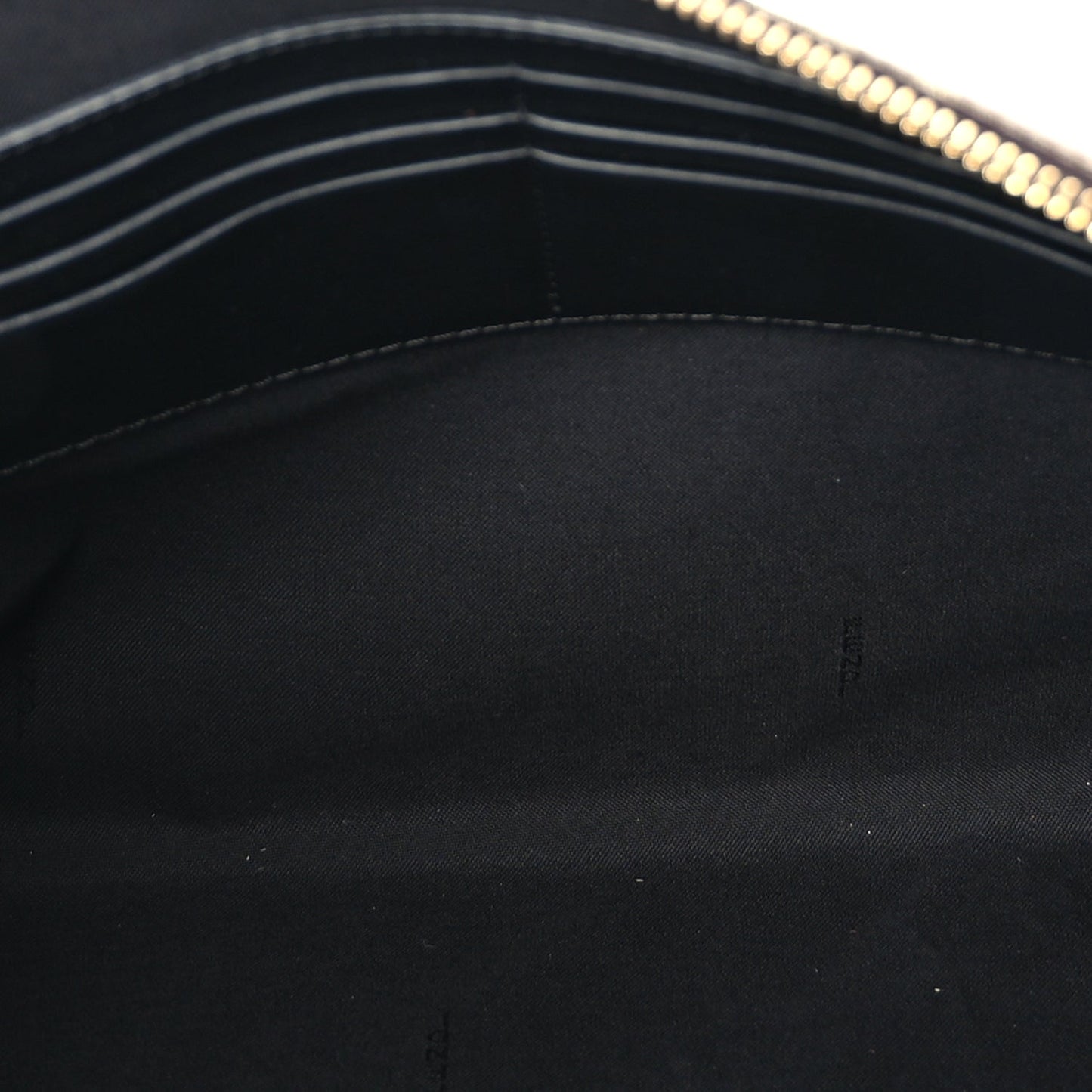 Fendi Glazed Fabric Vitello Century FF 1974 Stamp Patch Large Flat Pouch Mogano Panna Black