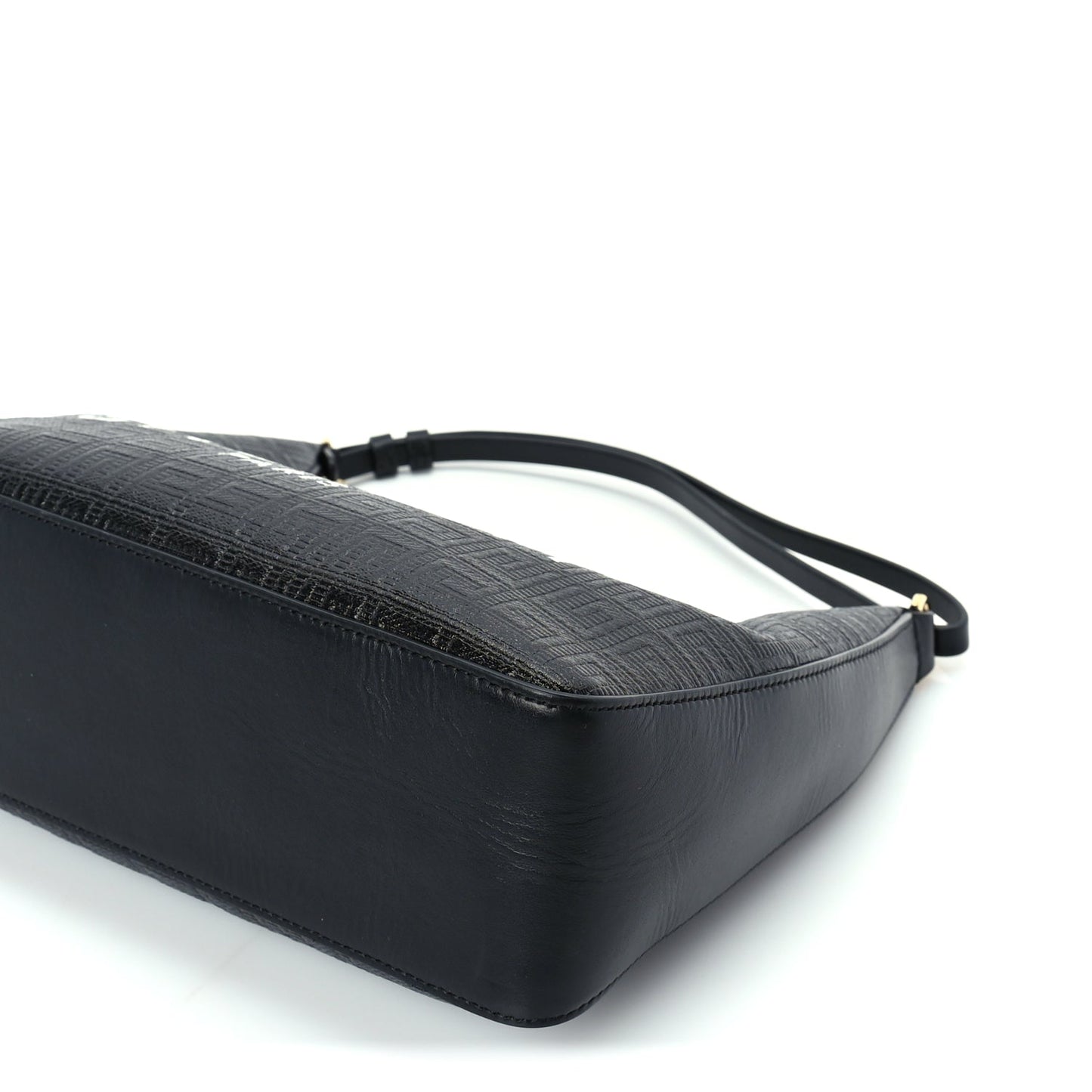 Givenchy Coated Canvas Logo 4G Embossed Small Moon Cut Out Shoulder Bag Black