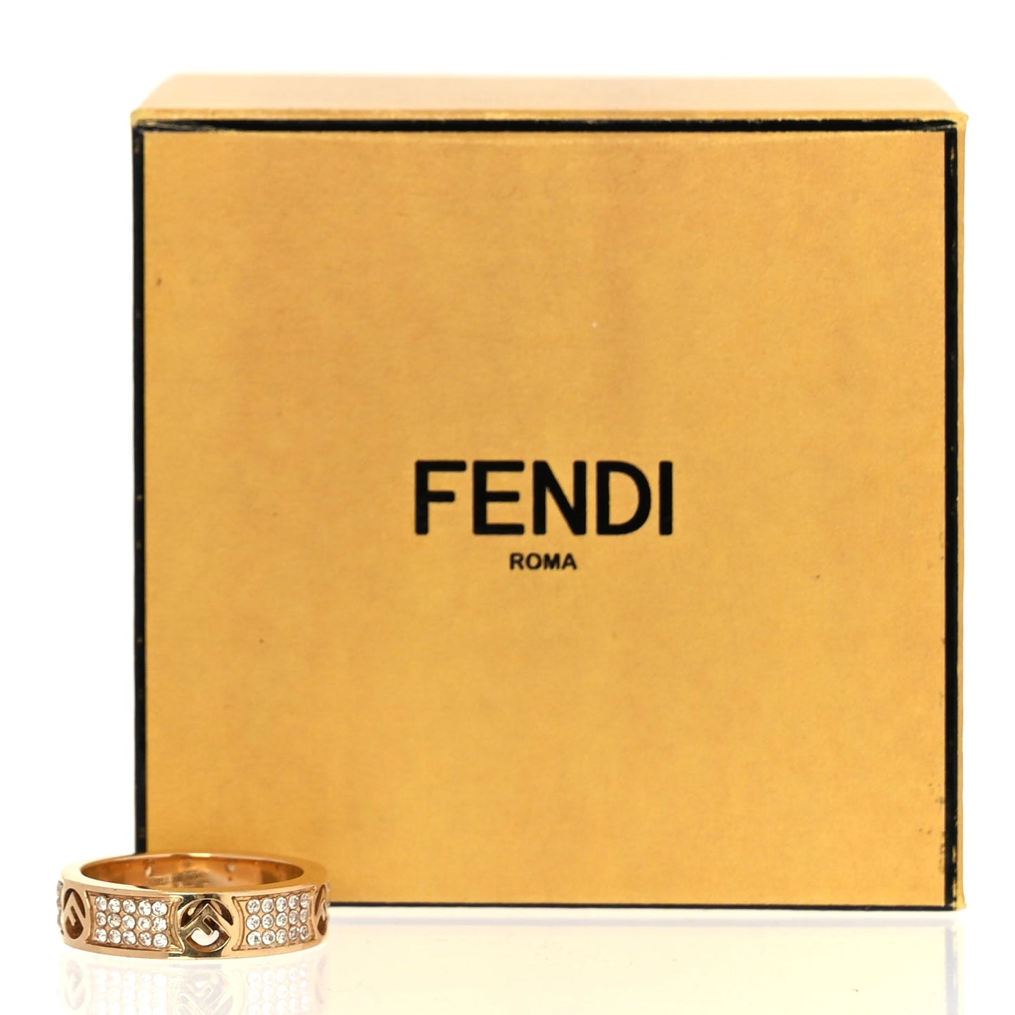 Fendi Metal Crystal FF Ring L Gold