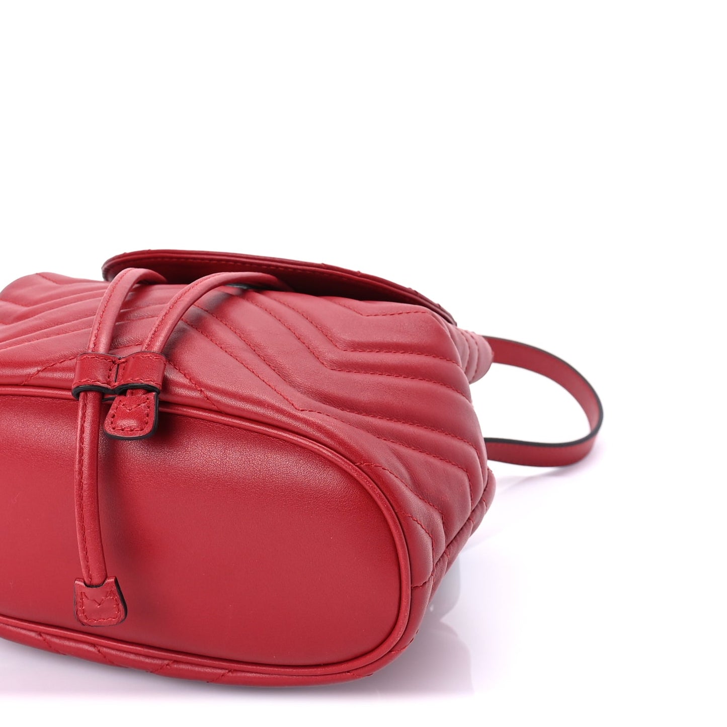 Gucci Calfskin Matelasse GG Marmont Flap Backpack Hibiscus Red