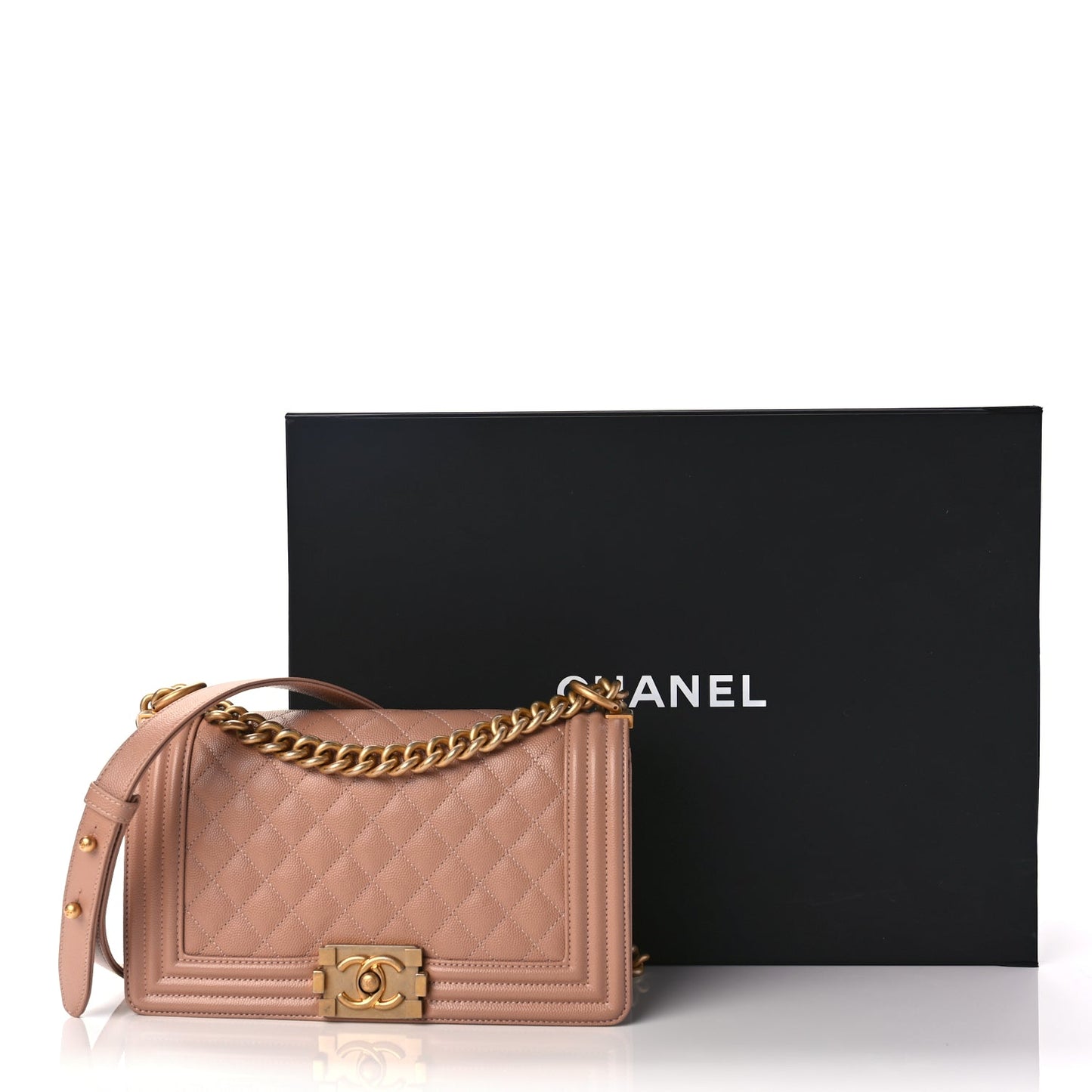 Chanel Caviar Quilted Medium Boy Flap Beige