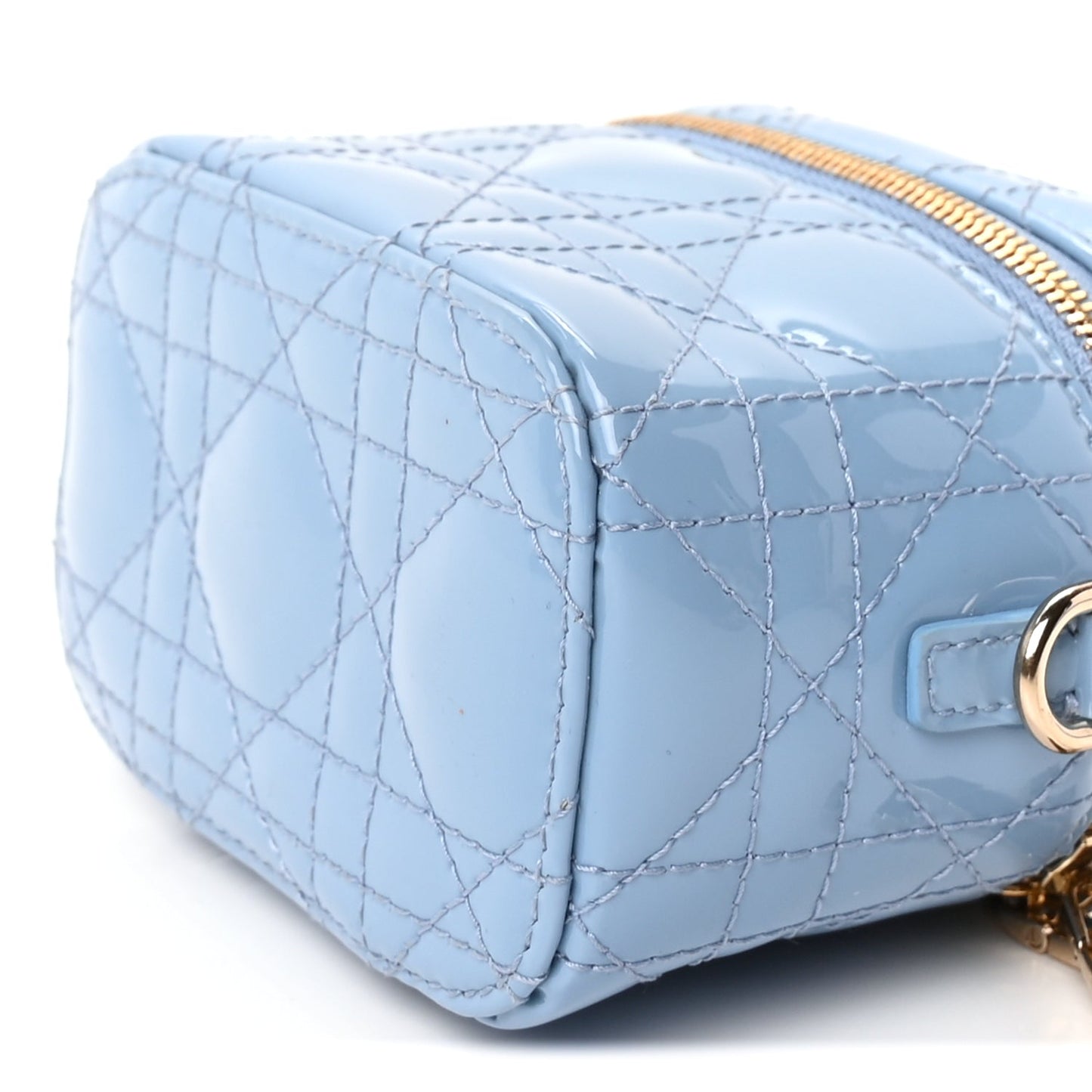 Christian Dior Patent Cannage Micro Vanity Case Cornflower