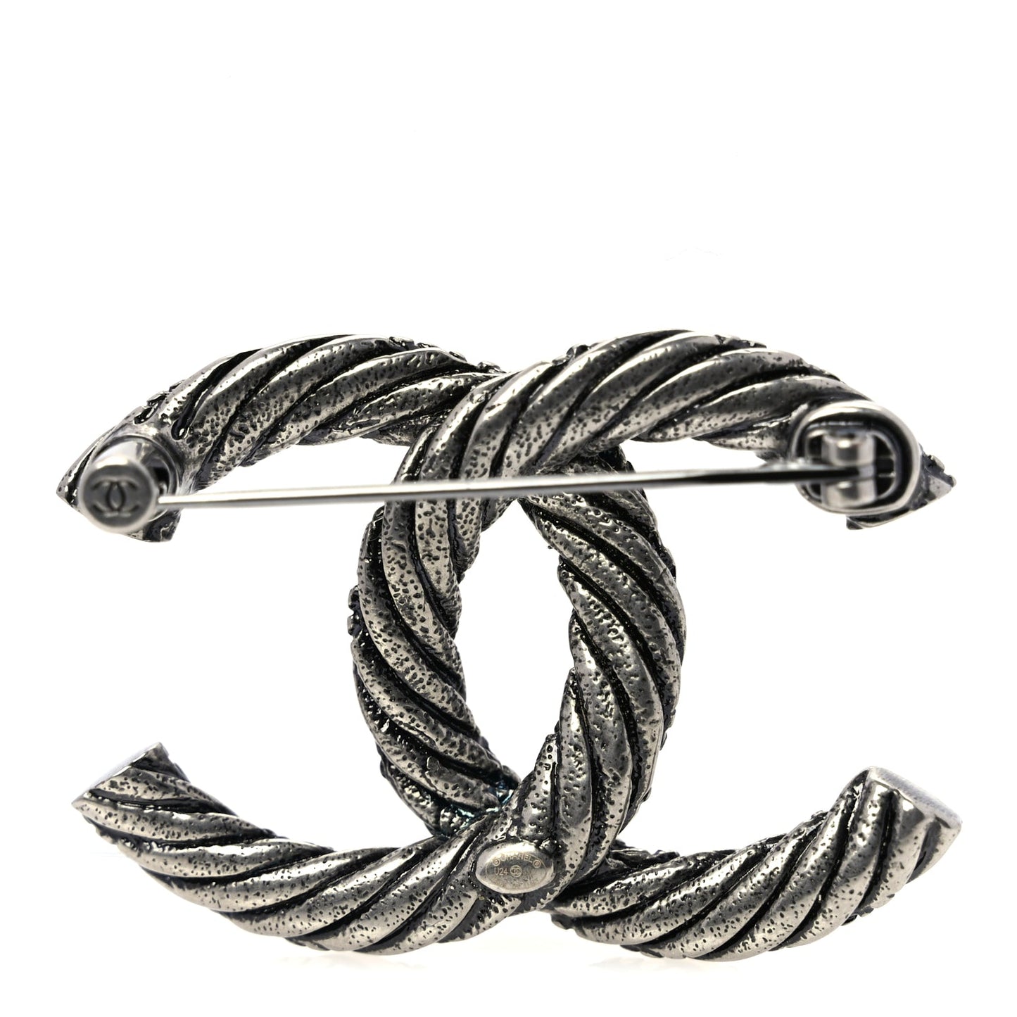 Chanel Ruthenium Twisted CC Brooch